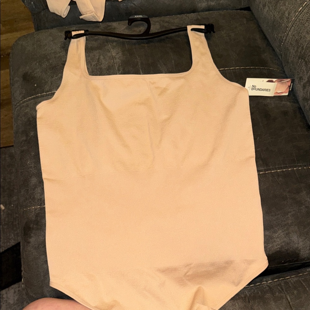 No Boundaries Beige Ribbed Bodysuit